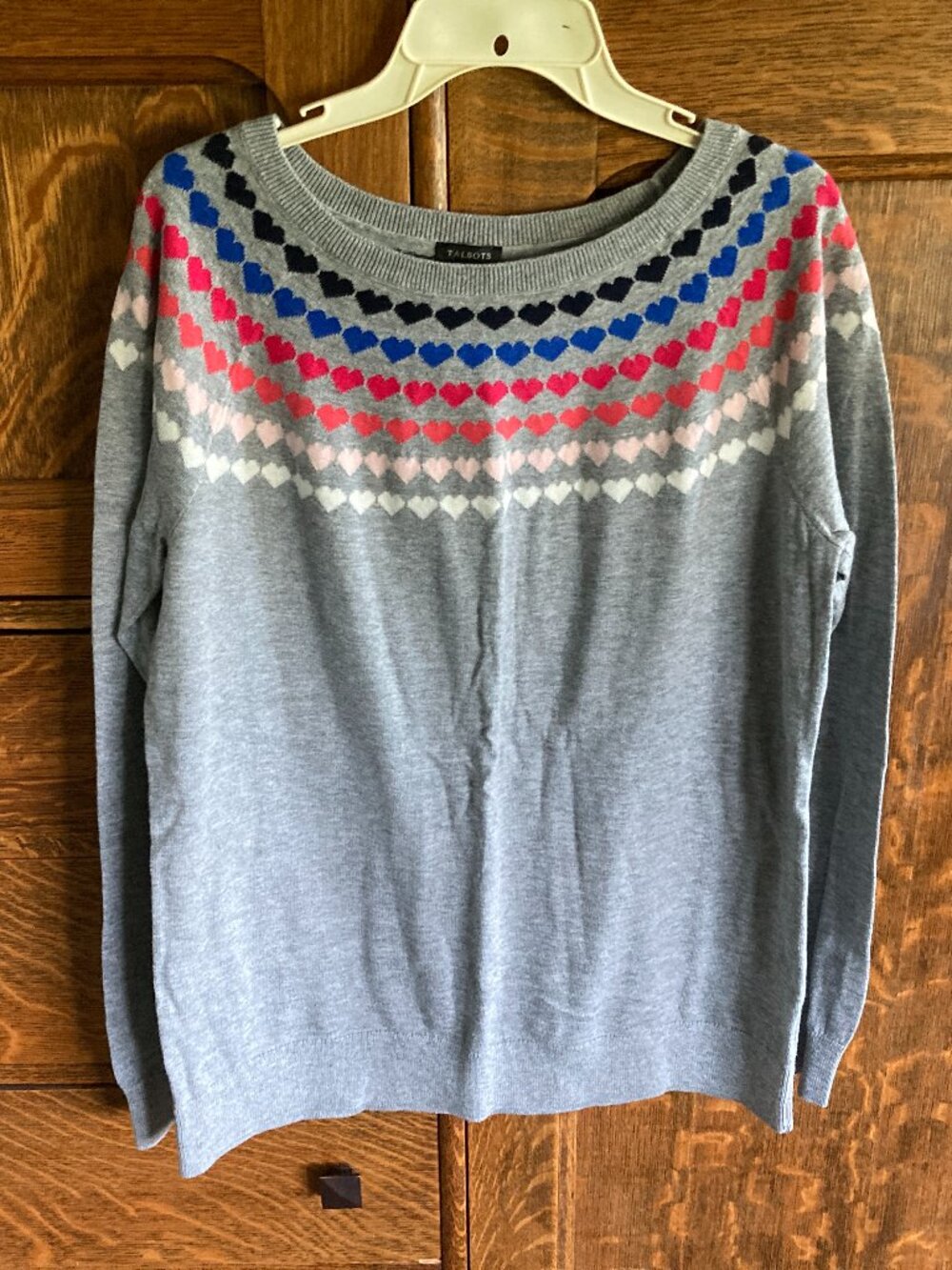 NWT Talbots Heart Yoke Sweater, grey, XL